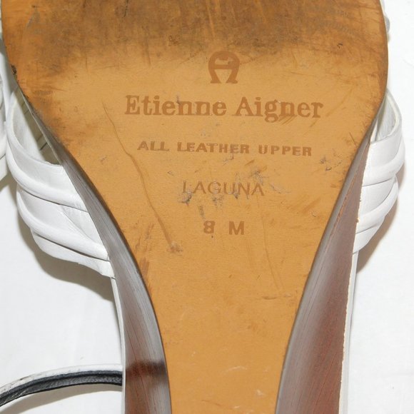Eitenne Aigner Wedge Heel Leather Sandals Open Toe - Picture 10 of 10